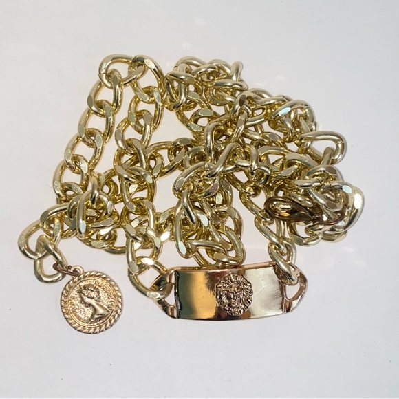 Vintage Lions Head & Coin Medallion Gold Chain Adjustable Belt main image 10